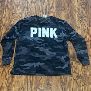 PINK Victoria's Secret Black and Gray Camouflage Top